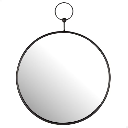 AKTIVE MAX Home Round Wall Mirror D35, Black Metal Clip, Metal Frame, Glass, Decorative Mirror, Easy Fixing (Screws Not Included), Ideal for Bathrooms, Bedrooms (18450)