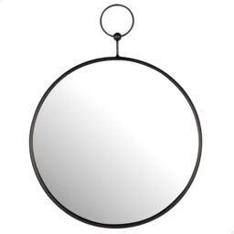 AKTIVE MAX Home Round Wall Mirror D35, Black Metal Clip, Metal Frame, Glass, Decorative Mirror, Easy Fixing (Screws Not Included), Ideal for Bathrooms, Bedrooms (18450)