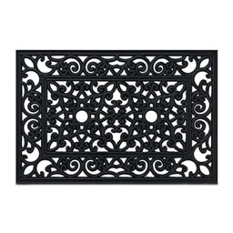 Relaxdays Rectangular Wrought Iron look Doormat, 40x60cm, Door Mat Inside & Outside, Non-Slip, Shoe Wiper, Black
