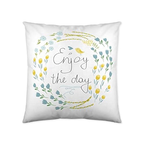 LA Moment of Your Life Cushion Cover, White, Blue, Without Insert