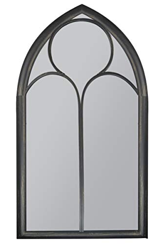 Rustic Home and Garden Outdoor Black Wall Mirror Chapel Window Design 5ft x 2ft8 150cm x 81cm