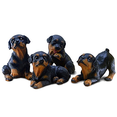 ornerx Hand Painted Rottweiler Dog Figurine Statue Pack of 4