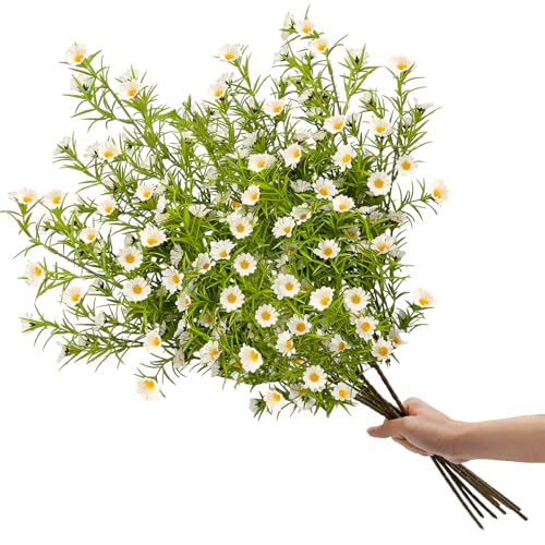SNAIL GARDEN 6Pcs 27Inch/68CM White Artificial African Daisies Flowers