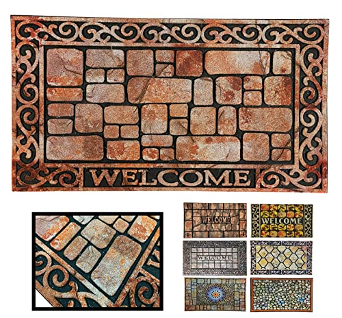 LucaHome β Rubber Flocked Texas Entrance Doormat, 45 x 75 cm, Non-Slip Base Form, Premium Doormat, Easy Cleaning, Absorbent Padded Doormat, Femat for Outdoor and Indoor (Licks)