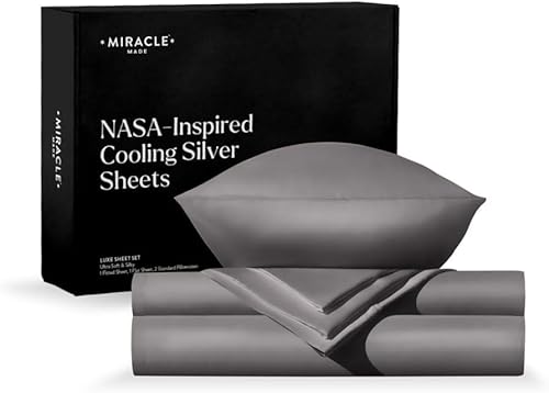Miracle Made® Newly Improved Extra Luxe Cool IT™ True Grip ® Fitted Bed Sheets –Sage Green,King– 4 Piece Silver Infused, 300-Thread-Count Fabric (Stone, Cali King)