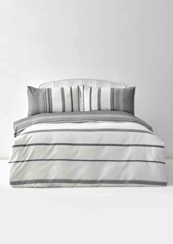 KARACA Home Black Dobby Woven King Duvet Cover Set, Duvet Cover, Fitted Sheet, 2 Pillowcase, Cotton Viscose, Dobby Woven, Embroidered, Natural, Allows Skin to Breathe