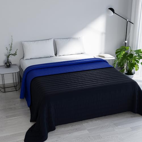 Elegant Italian Bed Linen Single Summer Bedspread 260 x 270 cm blue