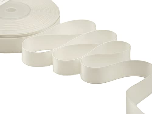 Furlanis - Double Satin Ribbon, Decoration, Gift, Christmas Packing, Wedding, Party, Made in Italy - Natural White, 25 mm x 25 m