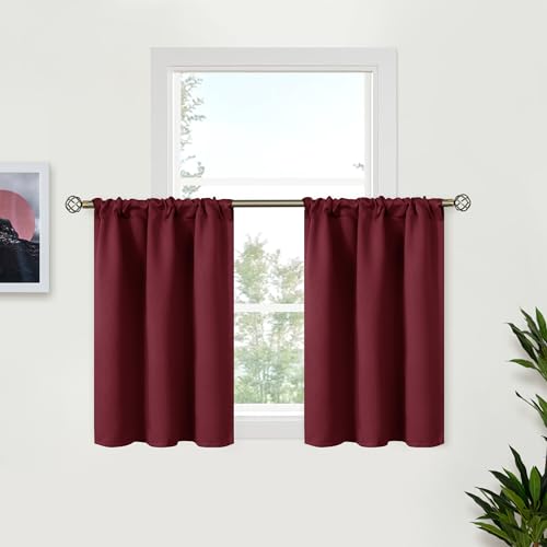 BGment Short Blackout Curtains, 91.4 cm Length, for Kitchen Windows Above the Sink, Half Window Curtains with Rod Pocket, Privacy for Caf??, Bathroom, 86 x 91 cm, 2 Panels