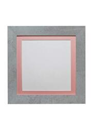 FRAMES BY POST Metro Picture Photo Frame Mineral Grey with Pink Mount 40 x 40 cm Image Size 30 x 30 cm Plastic Glass