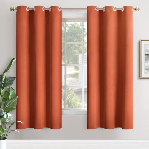 YoungsTex Blackout Curtains 72 Inches Length for Bedroom - Burnt Orange Thermal Insulated Drapes with Grommet Room Darkening Privacy for Living Room Windows, 2 Panels, 42 x 72 Inch, Terracotta