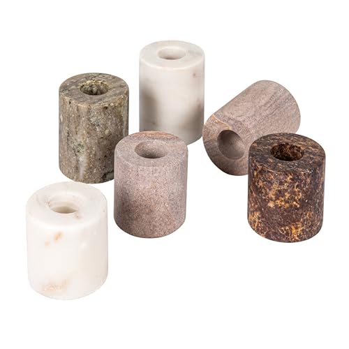 Bloomingville Modern Marble, Set of 6, 2 Sizes, 3 Colors Taper Candle Holder, Natural
