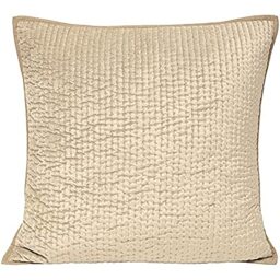 "Riva Paoletti Brooklands Luxury Cushion Cover - Champagne Cream - Velvet Feel Quilt Design - Piped Linen Border - Decorative Tie Fastening - 55 X 55cm (22"" X 22"" Inches) - Designed In The UK"