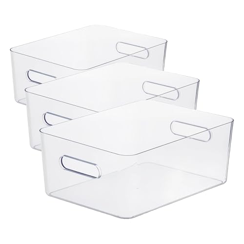 SmartStore Compact Clear Storage Box L - Large Transparent Organiser - Premium Quality for Space Saving - Stackable & Versatile - Home Office Bathroom Living Room (Pack of 3)