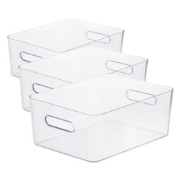 SmartStore Compact Clear Storage Box L - Large Transparent Organiser - Premium Quality for Space Saving - Stackable & Versatile - Home Office Bathroom Living Room (Pack of 3)