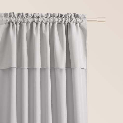ROOM99 Mia Curtain with Ruffle Tape, 140 x 280 cm, Width x Height Sliding Curtains, Modern Curtain, Living Room, Bedroom, Light Grey, Pack of 1