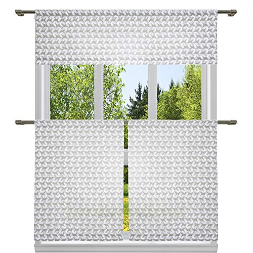 Duck River Textile Geometric Kitchen Curtain & Tier Set, Grey, 58x15