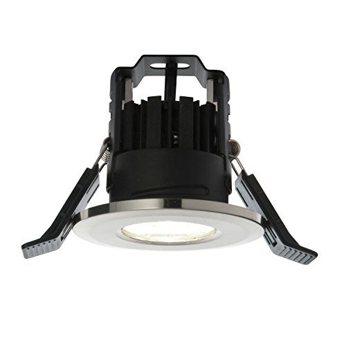 Shield LED 4.5W COB LED Warm White 3000K Fire Rated Satin Nickel 395 Lumens Downlight Recessed Ceiling Spotlights Ideal for Bathroom Bedrooms Lounge Kitchen etc. IP65 Rated