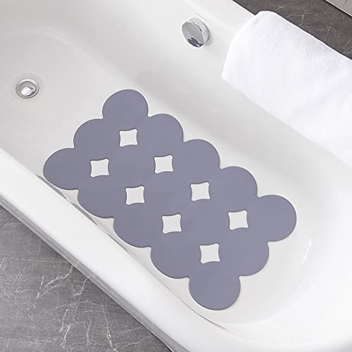 Webos Non-Slip Bathtub Mat Soft Rubber Bathroom Bathmat with Strong Suction Cups (Circle-Grey, 28x16 inch)