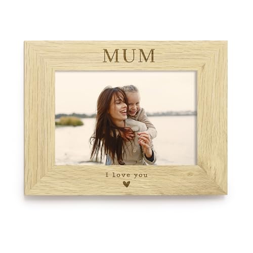 Mum I Love You Photo Frame 4x6, Engraved Wooden Picture Frame for Mum, Mothers Day Gift from Child, Children, Mummy, Mom, Birthday Gift, Keepsake Frame (Portrait)