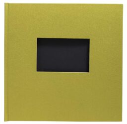 Exacompta - Ref 16289E - 1 Pop'N Co book photo album - 60 photos - 30 black pages - format 25 x 25 cm - fabric cover colour Lime - with personalisation window
