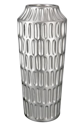 GILDE Ceramic Vase - Decorative Living Room Silver Christmas Decoration Gift for Women - Colour: Silver Height 37 cm