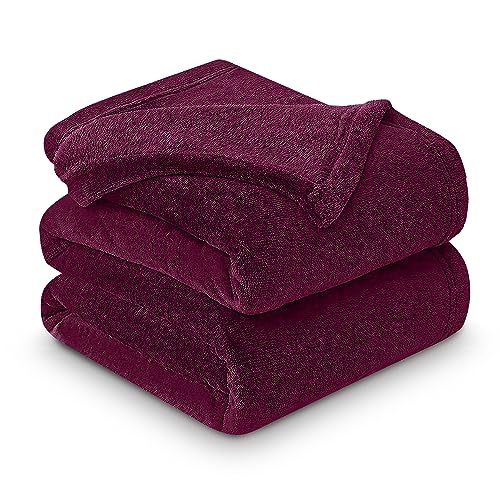 Luxurious Fleece Mink Blanket, Warm & Thermal Blankets Throws, Cuddly Throws For Sofas, Burgundy, 200X240 Cm