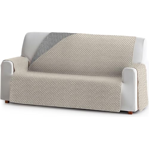 ECOMMERC3 - Reversible Sofa Cover Size 4 Seater Practical and Versatile Protection ??? Reversible Sofa Cover Beige Easy to Place, Ideal for Sofas and Pets