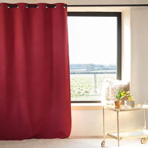 Thermal Blackout Curtain 135 x 260 cm Red 8 Round Eyelets with Reinforcement Strip Ready to Hang