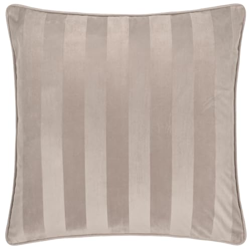 Paoletti Regency Stripe Polyester Filled Cushion (Grey - 45x45cm) - Jacquard Velvet Bold Stripe Piped Trim Elegant Styling Decorative Pillow