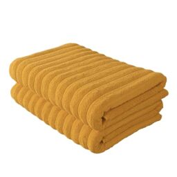 BERIBO Cloud Turkish Towel Set 100% Cotton 620gsm (Golden Sand, 2 Bath Towels)