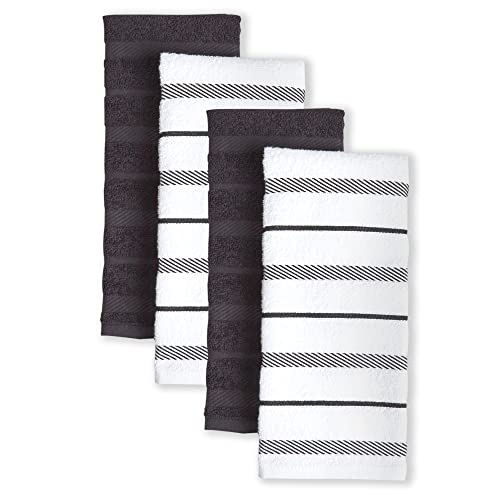 "KitchenAid Albany Kitchen Towel Set 4-Pack 16""x26"", Black/White"