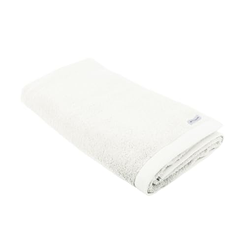 Tom Tailor Sauna Towel, 80 x 200 cm, 100% Cotton/Terry Towel, with Two Hangers and Label with Logo, Colour Bath Towel White (Crisp White)