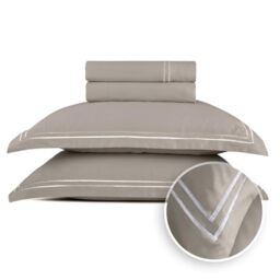 Pure Cotton Double Bedding Set 4-Piece - 100% Cotton Satin - Soft, Easy to Iron, Oeko-Tex - Duvet Cover 230 x 270 cm, Fitted Sheet 150 x 200 x 30 cm, Pillowcase 2 x 50 x 80 cm - Silhouette - White