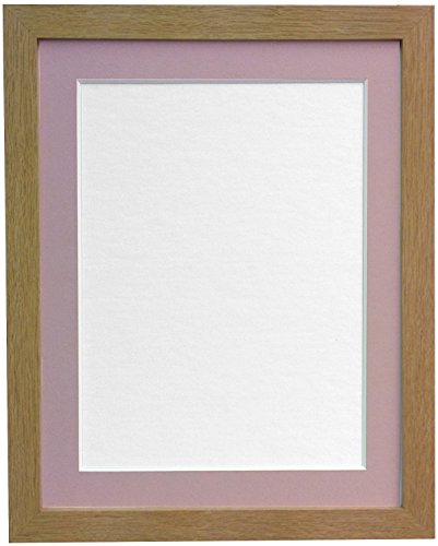 H7 Oak Picture Photo Frame with Pink Mount A4 For Image size 10 x 6 inch