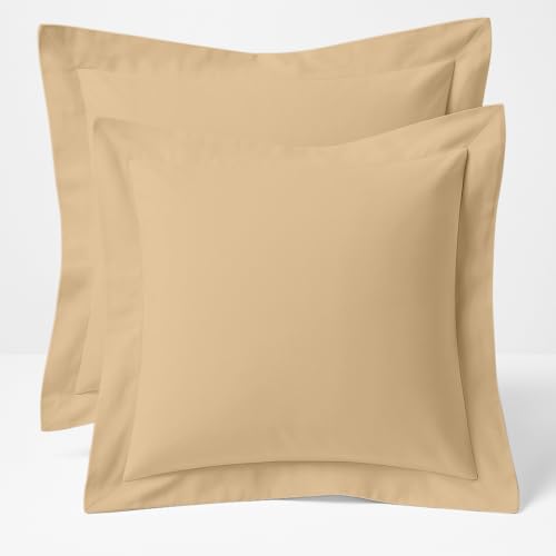 Cotton Metrics Linen Euro Pillow Shams Set of 2, 600TC 100% Organic Cotton, Taupe (European 26x26)