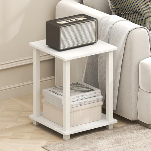 Furinno SIMPLISTIC Side Table Set of 2, End Table, Night Stand, Nightstand, Bedside Table, for Living Room, Bedroom, Plain White