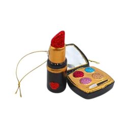 Dekohelden24 Lauschaer Lauscha Christmas Tree Decorations Set of 2 Glass Baubles Christmas Tree Baubles Glass Ornament Make Up Lipstick Colourful L x W x H 4 x 1 x 12 cm