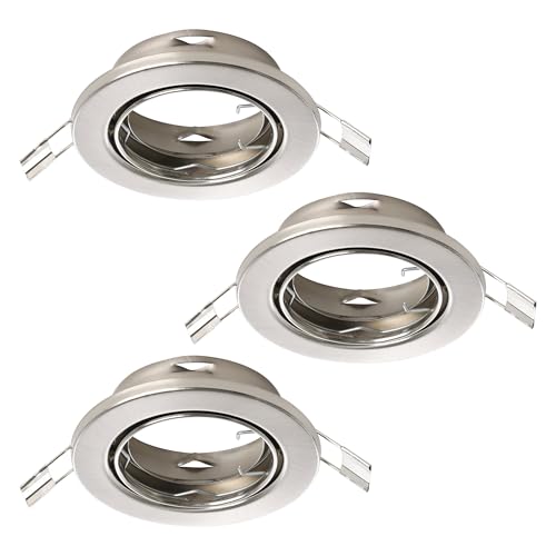 Eglo Set of 3 recessed spotlights Agulo 1, Adjustable Ceiling Lights, Round Spots Without Bulbs, Silver Steel Lamps, GU10 Base, Ø 8.6 cm
