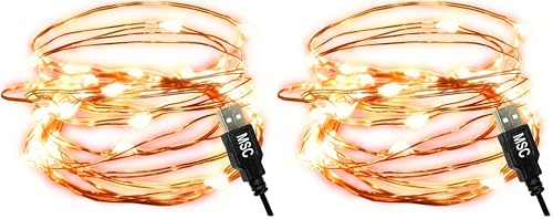 MSC 10ft / 3M * 30 LED's USB Powered LED Warm White Coloured String Fairy Lights On Copper Cable, Ideal for Christmas, Xmas, Party,Wedding,Decoration Warm-USB-3M (Pack of 2)