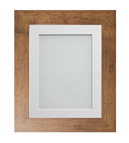 Frame Company Watson Rustic Picture Photo Frame fitted with Perspex, 10x8 inch with Off-White Mount for image size 6x4 inch