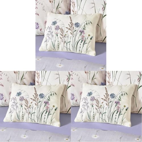 Catherine Lansfield Grasmere Floral Embroidered 30x40 cm Cushion Lilac (Pack of 3)