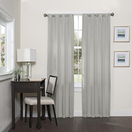 "Eclipse Blackout Curtains for Bedroom-Darrell 37"" x 63"" Insulated Darkening Single Panel Rod Pocket Window Treatment Living Room, Grey"