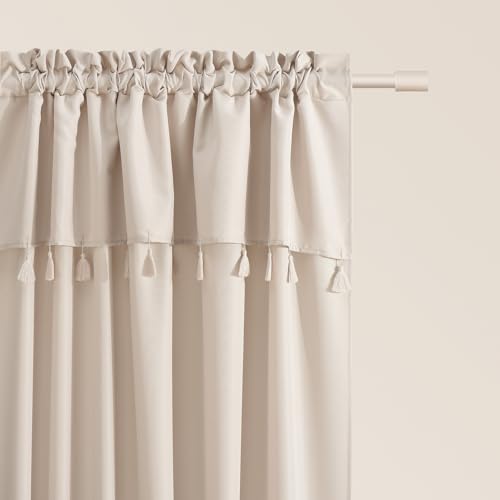 ROOM99 Astoria Curtain with Ruffle Tape, 140 x 250 cm, Width x Height Sliding Curtains, Modern Curtain, Living Room, Bedroom, Light Beige, 1 Piece