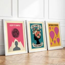 Mindful Growth & Optimism Modern Set of 3 Framed Wall Art Prints A4