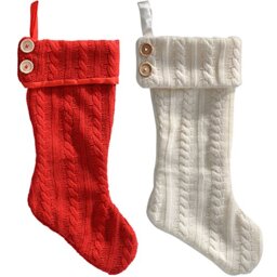 WeRChristmas Knitted Christmas Stockings, 51 cm - Red/Cream, Set of 2