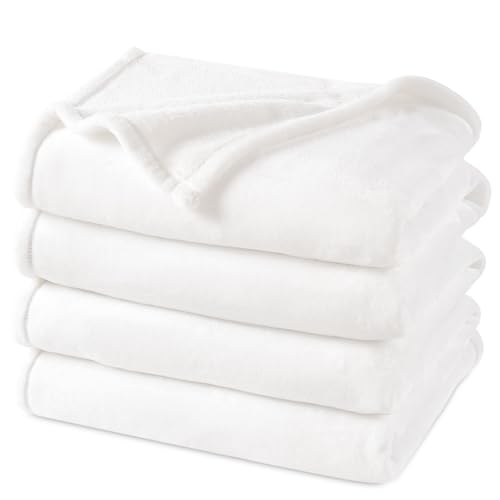 "PHF Ultra Soft Fleece Blanket Twin Size, No Shed No Pilling Luxury Plush Cozy 300GSM Lightweight Blanket for Bed, Couch, Chair, Sofa Suitable for All Season, 66"" x 90"", White"