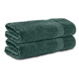 Komfortec Set of 2 Hand Towels 100% Cotton 470 g/m², Soft Terry Towelling, Large, Dark Green