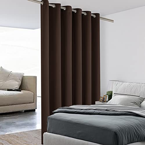 "Bonzer Room Divider Curtain Privacy Screen Eyelet Curtain Wide Blackout Curtains for Living Room 96"" L x 70"" W 1 Panel, Chocolate"