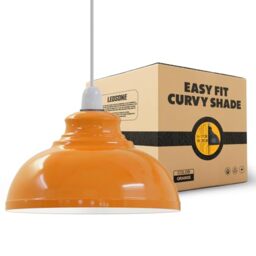Orange Ceiling Light Shade, Vintage Metal 29cm Curvy Shaped Lamp Shades Easy fit Ceiling Pendant Lightshade for Living Rooms bedrooms Living Room Kitchen Dining Room Cafe Restaurant